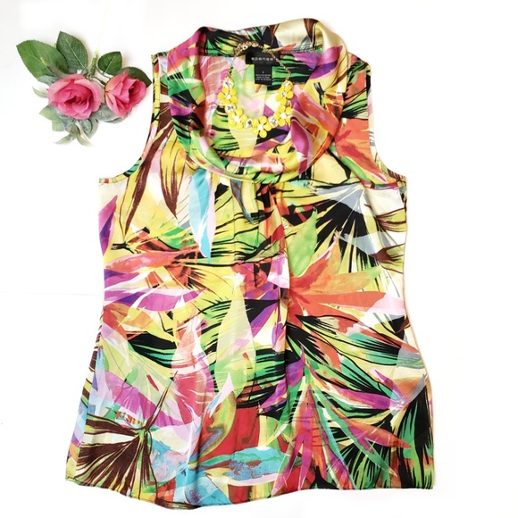 Spense tropical print sleeveless top, S
